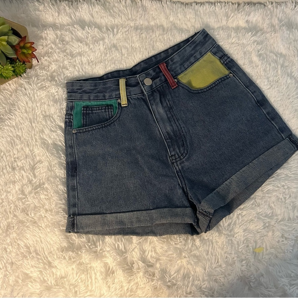 !! Color paint jeans shorts